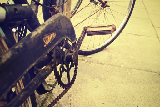 Bicycle needing repairs. This is why you need an annual tune-up.